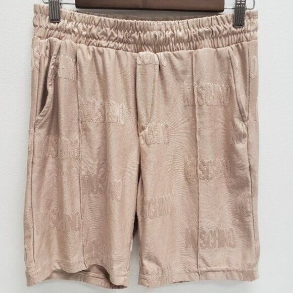 Moschino Mens Designer Monogram Athleisure Shorts Size M Pink Luxury Streetwear